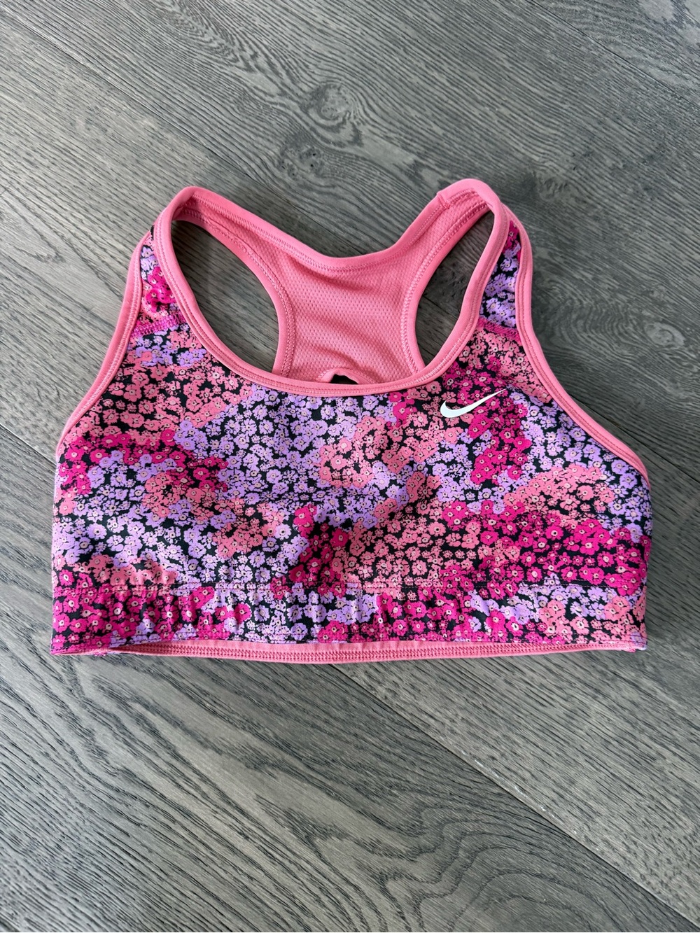Nike Pink Purple Floral Racerback Sports Bra